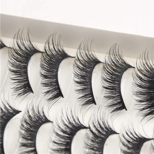 Vista 5 de False Eyelashes, smytshop 10 pares de grosor de largo Cruz False Eyelashes Black banda Fake Eye Lashes