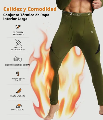Vista 87 de Conjunto de ropa interior térmica para hombre, ropa interior larga 1#verde militar