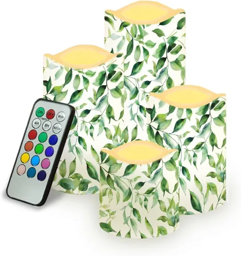 Vista 17 de Ystardream Velas sin llama de hojas tropicales con control remoto que funcionan con pilas, velas LED realistas con control remoto y temporizador