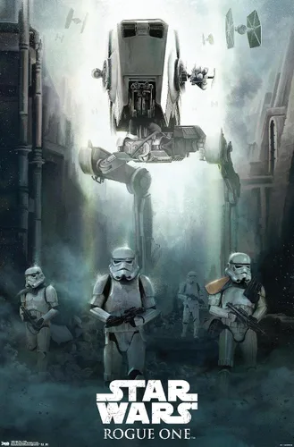 Vista 9 de Trends International Star Wars: Rogue One - Póster de pared de asedio, 14.725 x 22.375 pulgadas, versión enmarcada de madera de granero