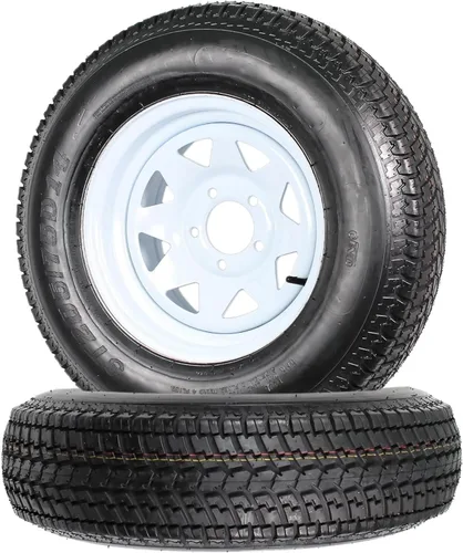 Vista 11 de Neumáticos y Llantas de Remolque ST175/80D13 175 80 13, 5 Pernos en 4.5", Rueda de Radios Blancos Rango de Carga C, 6 Capas, Juego de 2