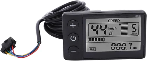 Vista 6 de Pantalla LCD para bicicletas eléctricas, S866 Medidor de pantalla LCD de bicicletas eléctricas, 24 V, 36 V, 48 V, panel de control con reemplazo