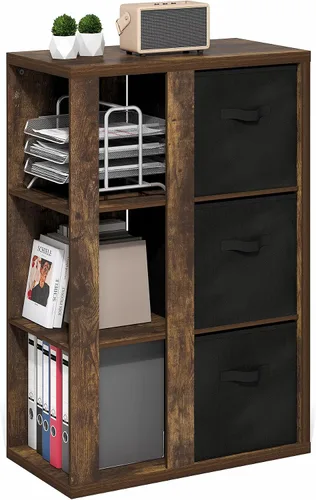 Vista 4 de Furinno Viola Estantería de Libros, Librero de 3 Niveles, Organizador de Almacenamiento en Cubos Estantería con Estante Abierto, con Contenedores