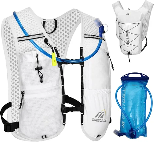 Vista 12 de Chaleco de correr para mujeres y hombres, mochila de hidratación de 6L con vejiga de agua de 2L, mochila de agua ligera para trail running, maratón