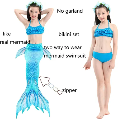 Vista 6 de DNFUN Mermaid Tails for Swimming for Girls Princess Bikini Mermaid Tail Costume Swimsuit Bathing Suit for Girls