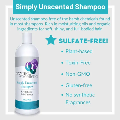 Vista 4 de Organic Excellence Champú natural sin químicos No tóxico, sin sulfatos, sin parabenos, sin fragancia para hombres, mujeres y niños, seguro