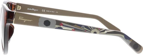 Vista 3 de Salvatore Ferragamo SF933SA 208 - Gafas de sol redondas de color marrón oscuro para mujer