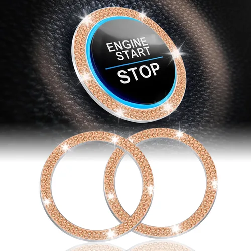 Vista 16 de LivTee 2 PCS Anillo de Decoración de Cristal con Pedrería para Motor de Automóvil de Arranque y Parada, Accesorios Brillantes para Interior de Negro