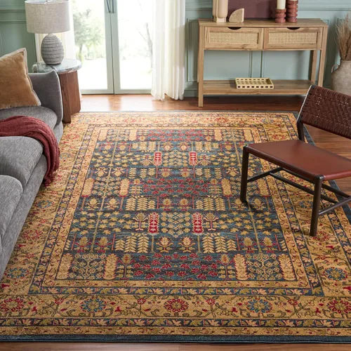 Vista 9 de SAFAVIEH Mahal Collection - Alfombra decorativa, 2.2 x 4 pies, azul marino y natural, diseño oriental tradicional, no desprende pelusa y de fácil