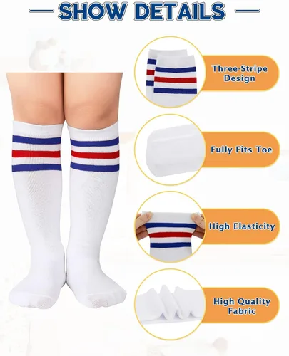 Vista 4 de Century Star Calcetines de fútbol para niños y niñas, calcetines atléticos de algodón