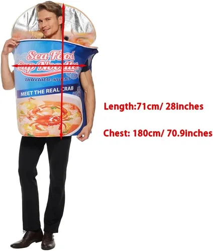 Vista 6 de ReneeCho Disfraz de fideos instantáneos de mariscos y fideos para Halloween, comida rápida, disfraz divertido para adultos, hombres y mujeres