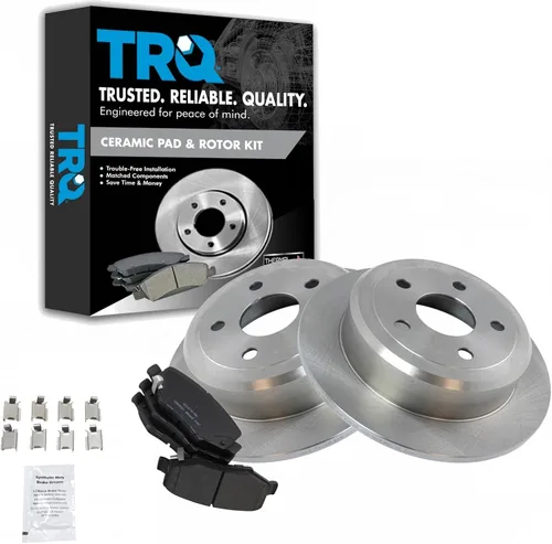 Vista 130 de TRQ Juego de pastillas de freno y rotor de cerámica trasera compatible con Honda Accord V6 1998-02 3.0L con frenos de disco traseros 02-06 Acura RSX
