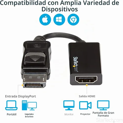 Vista 5 de Conversor de video con DisplayPort a HDMI 4K con audio, de la marca StarTech Estándar Negro