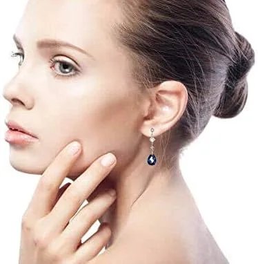Vista 6 de Briolette - Pendientes de lágrima con forma de pera con circonita cúbica cúbica para mujer, plata de ley