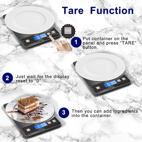 Vista 6 de hito Báscula de cocina digital de 22 libras, recargable, resistente al agua, peso gramos y onzas, 1 g/0.1 oz, precisa, para pérdida de peso, cocinar