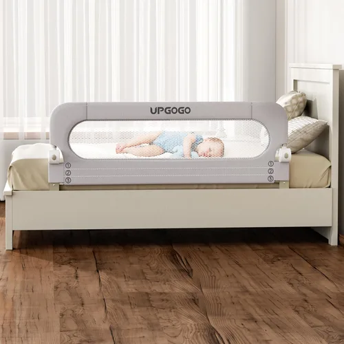 Vista 14 de UPGOGO Barandilla plegable para niños pequeños, gris, 33 pulgadas de largo