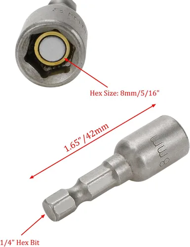 Vista 3 de Broca de destornillador de tuerca eléctrica 0.315 in/5/16" vástago hexagonal magnético tuerca Setter Driver Broca - 10 piezas