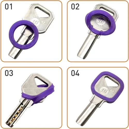 Vista 5 de 30 tapas de silicona para llaves, anillos de codificación de identificación de llave de plástico, colores surtidos