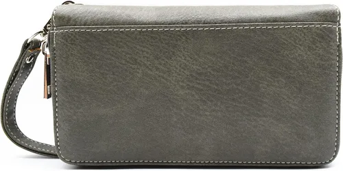 Vista 2 de Punk Studs - Cartera con diseño de calavera gótica, hebilla de remache, para mujer, con cremallera, para el día de los muertos, monedero