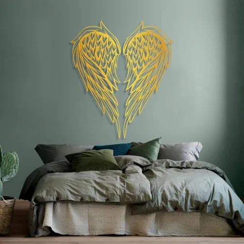 Vista 6 de Cadeali Arte de pared de metal con alas de ángel, decoración de escultura de pared de alas de ángel, decoración de pared de metal, para colgar
