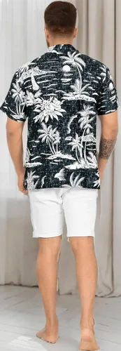 Vista 6 de LA LEELA Camisas hawaianas de manga corta con botones para hombre, camisas de fiesta tropical divertidas para hombre