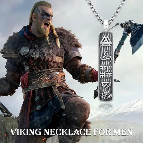 Vista 6 de Collar vikingo de plata de ley para hombre, collar de Mjolnircuervobrújula para hombres y mujeres, joyería nórdica, regalo para padre, marido, novio