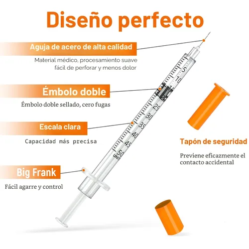 Vista 4 de 0.5 ml 30G 1 ml/cc 5/16" (8 mm) Pack de 25