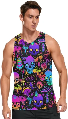 Vista 2 de JHKKU Camisetas deportivas sin mangas para hombre, de secado rápido, para gimnasio, atletismo, fitness, correr, entrenamiento, playa, sin mangas