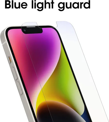 Vista 5 de OtterBox AMPLIFY - Protector de pantalla de cristal antimicrobiano con luz azul para iPhone 14, iPhone 13 y iPhone 13 Pro, respuesta táctil