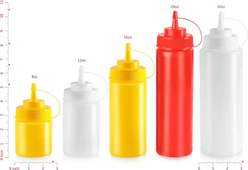 Vista 4 de New Star Foodservice 26283 - Botellas exprimibles de plástico, 8 onzas, rojas, paquete de 6