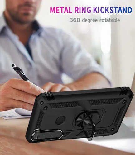 Vista 6 de Funda para Redmi Note 8 (2019/2021) M1908C3JH con protector de pantalla de vidrio templado, [grado militar] [anillo de metal] [soporte magnético]
