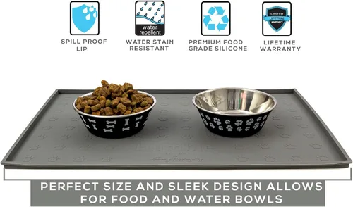 Vista 3 de Bandeja de alimentación para alimentos, antideslizante, antiderrames, tapete elevado para comida para perros, fácil de limpiar, impermeable