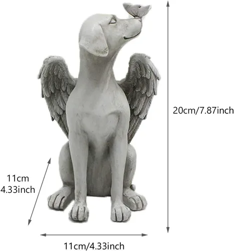 Vista 2 de Estatua conmemorativa del perro ángel, piedras conmemorativas para perros, adorno de resina de jardín de 8 pulgadas, regalos de duelo para perros