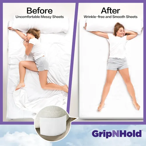 Vista 6 de GripNHold Soporte para sábanas Soporte discreto y resistente para sábanas, tensor de sábanas de 360 grados, agarre antideslizante para sábanas
