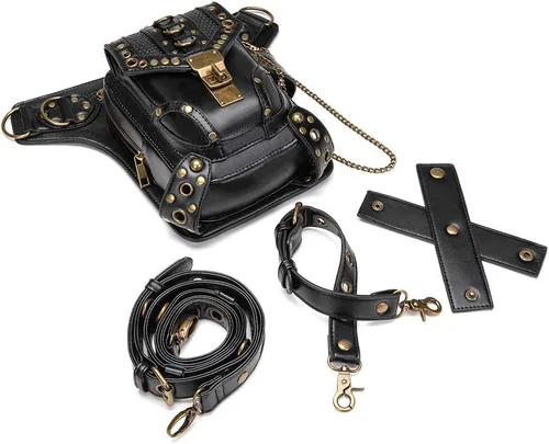 Vista 3 de Halloween Steampunk Retro Motocicleta Señora Bolsa Rock Gótico Hombro Riñonera Bolsas (K)
