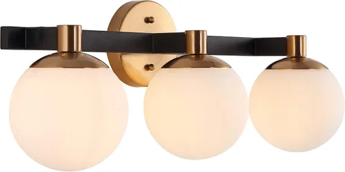 Vista 9 de JONATHAN Y Lámpara de pared LED de 5.75 pulgadas, color latón/negro, 1 luz de globo moderno, pantalla de vidrio esmerilado, lámpara de pared Art