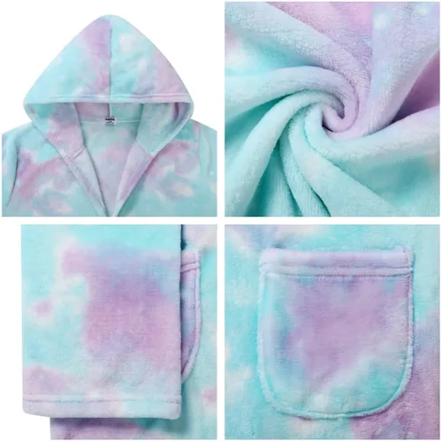 Vista 5 de V.&GRIN Bata de baño de forro polar con capucha para niñas de 3 a 14 años