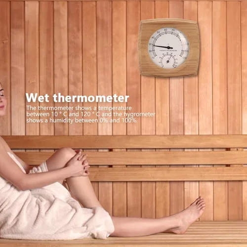 Vista 7 de Reloj de sauna de madera 2 en 1 Termómetro de cedro interior higrómetro Accesorios de sala de vapor Hecho a mano Buena herramienta para comprobar