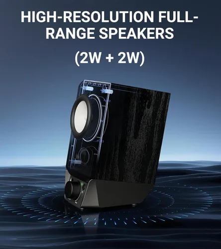 Vista 2 de Edifier R19BT 2.0 Sistema de altavoces para PC con gabinete de madera, Bluetooth 5.3, sonido estéreo completo, graves potentes, control de volumen