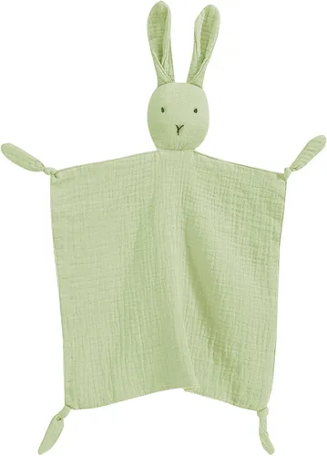 Vista 14 de Manta de muselina de algodón orgánico adorable, manta de seguridad de muselina de algodón orgánico con forma de conejito suave y transpirable