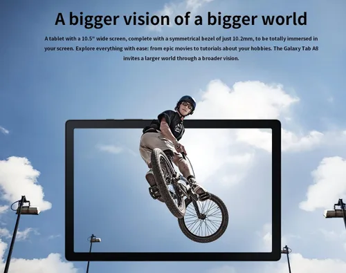 Vista 6 de Samsung Galaxy Tab A8 10.5 pulgadas FHD pantalla táctil Android Wi-Fi Tablet, plata, memoria interna de 32 GB, procesador Octa-Core, 3 GB de RAM