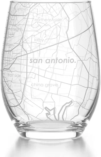 Vista 18 de Well Told Copa de vino sin tallo grabada con mapa de Atlanta, Georgia (15 oz, transparente) - Mapa de ciudad grabado, vaso personalizado, regalos