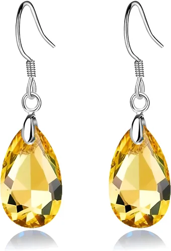 Vista 55 de Aretes colgantes de cristal austriaco con forma de lágrima para mujer, joyería hipoalergénica de plata de ley 925