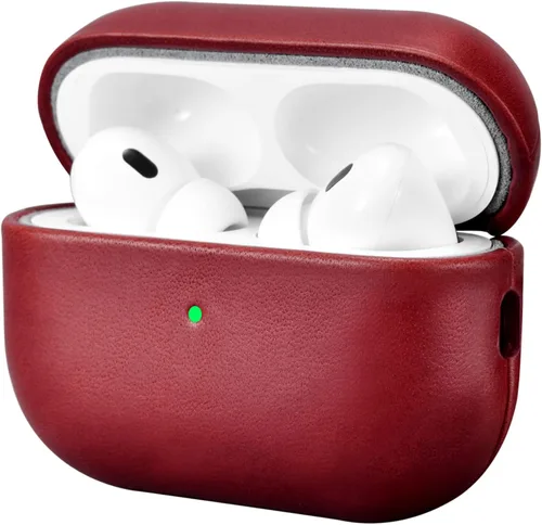 Vista 11 de ICARERFAMILY Funda de cuero para AirPods Pro 2 (2022), funda protectora de cuero genuino a prueba de golpes para AirPods Pro 2 auriculares estuche