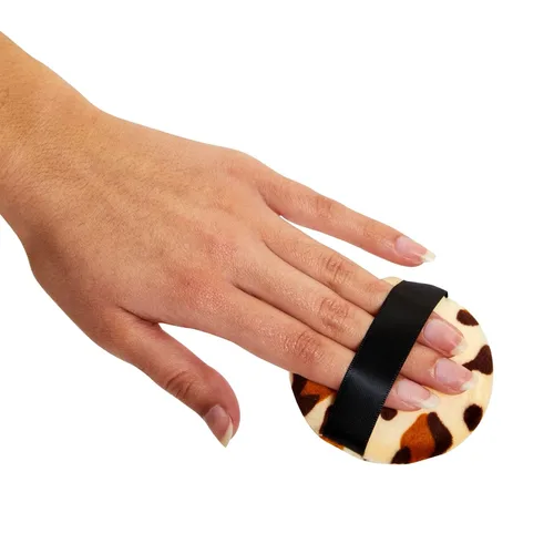 Vista 4 de Glamlily Polvo con estampado de leopardo, aplicadores de maquillaje de poliéster de espuma suave, almohadillas de maquillaje con estampado