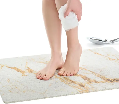 Vista 75 de Enkosi Alfombra de ducha antideslizante Loofah para suelos de ducha, bañera, baños, zonas húmedas, alfombrilla de baño acolchada con agujeros