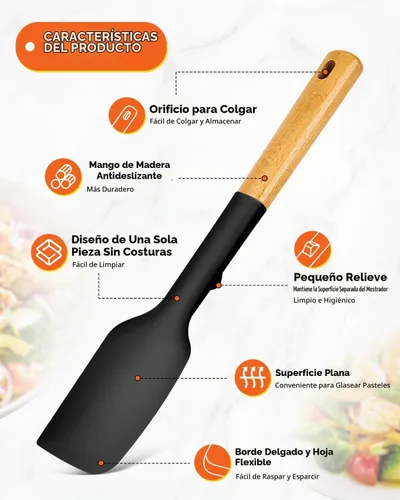 Vista 4 de Badiano Espátula resistente de silicona, raspador de goma para utensilios Negro