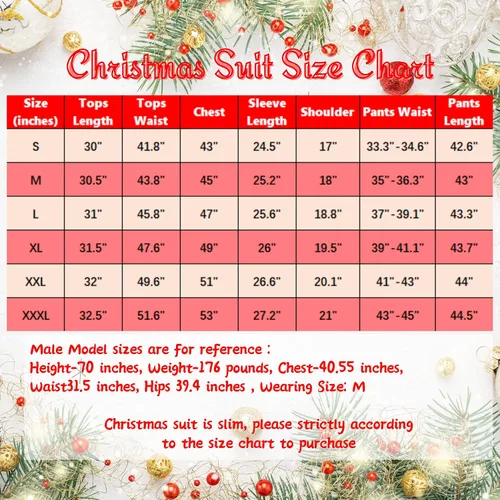 Vista 7 de Gardentime Trajes de Navidad para hombres, disfraz feo divertido para adultos, chaqueta de Navidad para hombre, traje de cosplay con pantalones