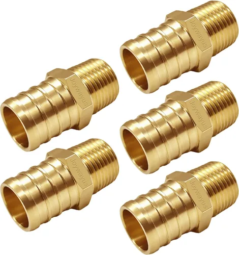 Vista 8 de Joywayus Acoplamiento de tubería PEX de latón, adaptador de montaje de tubería macho NPT de 1/2" PEX x 3/8" (paquete de 5) Compatible with PEX-B