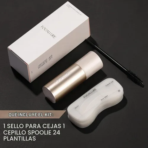 Vista 6 de FOCALLURE Kit de sellos de cejas y plantillas para cejas, 24 formas reutilizables para cejas, polvo de cejas a prueba de sudor, de larga duración
